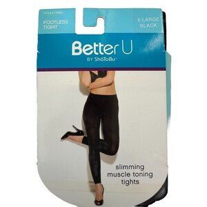ShaToBu Better U Womens Slimming Tights Size XL Black Muscle Toning Footless New